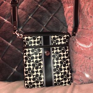COACH black and white leather crossbody bag